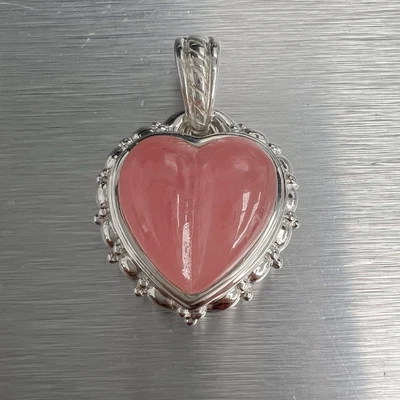 $60 • Buy Judith Ripka Sterling Silver Rose Quartz Heart Enhancer Pendant 1.1 