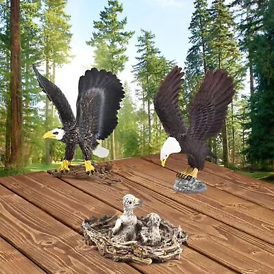 3 Pieces Eagle Statue Set Realistic Flying Eagle Model Artwork Collection • £10.87