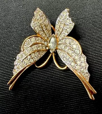 Jomaz Joseph Mazer Butterfly Pin Brooch Vtg Clear Rhinestones Beautiful!!! • $120