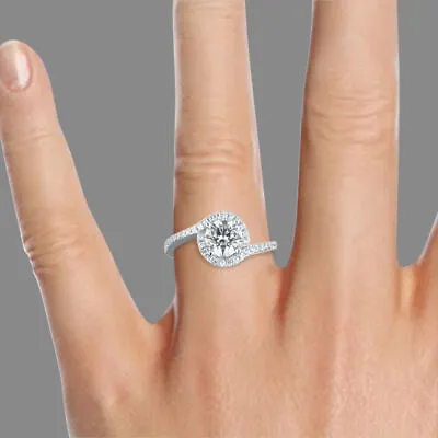 2 1/5 Carat Bridal Round Cut Diamond Engagement Ring E-F/SI1-SI2 14K White Gold • $2997.95
