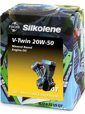 Silkolene Ester Mineral Based Engine Oil Motorcycle V-TWIN 20W-50 4L API CF/SG • £34.95