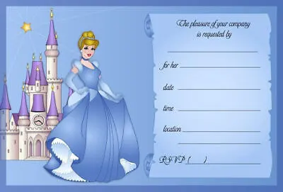 Cinderella Princess Party Invitations C/w Envelopes  • £3.99