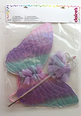 Claire's Club Pastel Rainbow Butterfly Wings Fancy Girls Dress Up Set 2 Pack • £9.99