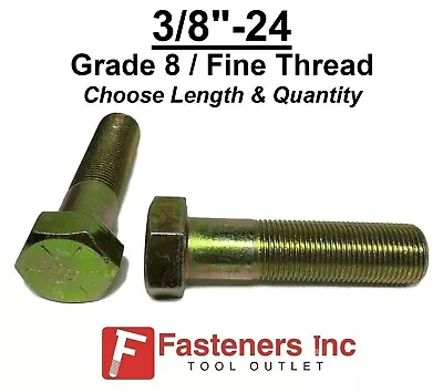 3/8-24 Hex Bolt Yellow Zinc Grade 8 Cap Screw Fine Thread (Choose Length & Qty) • $9.73