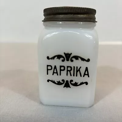 Vintage Milk Glass Paprika White Rose Spice Jar • $9.99