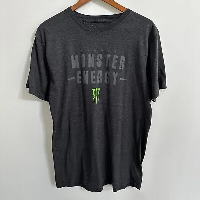 Monster Energy Shirt Heather Gray Men's Size Large Short Sleeve Double Sided Tee • $14.99