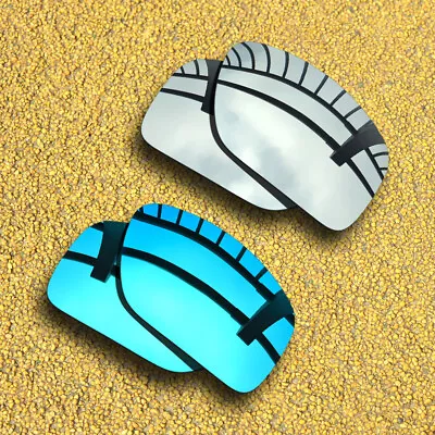 2 Pairs Polarized Lenses Replacement For-Oakley Dangerous-Silver Mirror&Ice Blue • $15.79