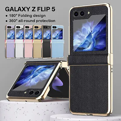 For Samsung Galaxy Z Flip 5/4/3 Shockproof Plating Leather Case Hinge Protection • $14.76