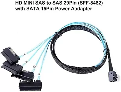 Mini SAS HDD SFF-8643 To 4 SFF-8482 Connector With Power Port Hard Drive 0.5M • $8.10