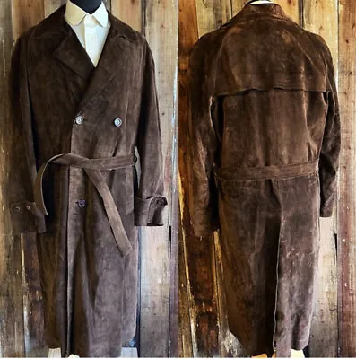 Zilli Men's Brown Suede Winter Overcoat  Size  (l-xl) • $2000