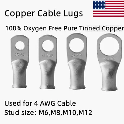 Tinned Copper Lug Ring Terminals Battery Wire Welding Cable Connectors 8-4/0 AWG • $11.99