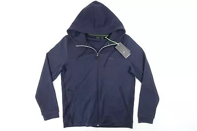 Hugo Boss Saggy Curved Navy Blue Full Zip Jacket Hoodie Sweater Mens Defect • $52.20