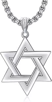 Star Of David Necklace 925 Sterling Silver Jewish Faith Pendant Gifts For Men • $54.99