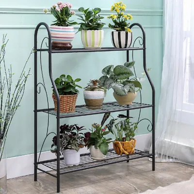 £20.94 • Buy 3Tier Metal Ladder Plant Stand Home Outdoor Garden Flower Pot Shelf Display Rack