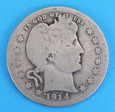 1914 S Barber Quarter Dollar United States Silver 25 Cent Coin Better Date • $29.25