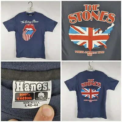 NOS Vintage Rolling Stones 1981 North American Tour Hanes Navy T-Shirt Large • $387.77