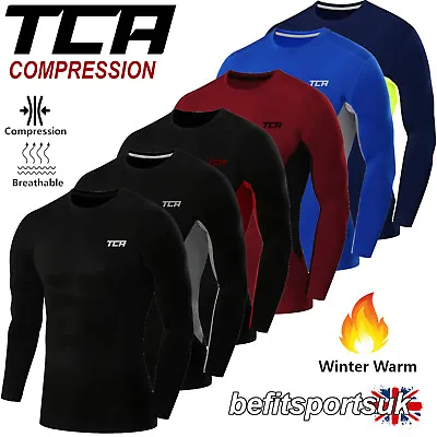 Mens Compression Base-layer Thermal Long Sleeve Top Skin Tight Tca Muscle Gym • £12.90