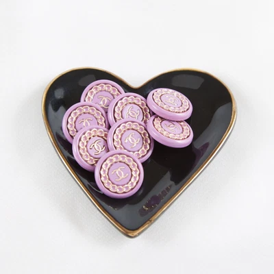 £67.94 • Buy Chanel Buttons 8 Pc Gold And Purple Metal 18 Mm Great Condition!