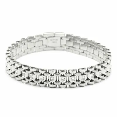 Diamond Bracelet Men 0.98 Ct Real 950 Platinum Classic Width 11.2 Length 8 Inch • $9846