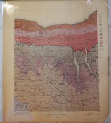 Antique Colored Map New York State Museum 1901 Geologic Finger Lakes Laminated • $70