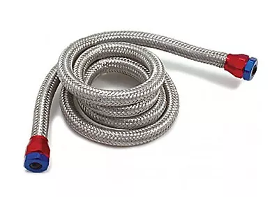 $32.99 • Buy Hose 3' Vacuum Line Kit 7/32  I.D. Stainless Steel Braided  2 End Cap Red/Blue  