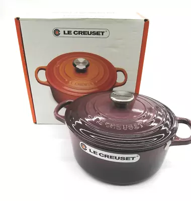 Le Creuset Signature Cocotte 22cm 3.5qt Fig Silver Knob Cast Iron Enamel Pot • £337.70