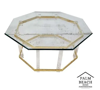 Lucite Coffee Table CHARLES HOLLIS JONES Style 24 Karat Gold Plated • $2895