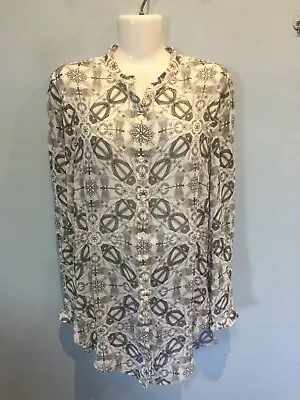 SASS & BIDE   Neon  Atomic   Sheer  Top/ Shirt  Size 38(8) White With Pattern • $40