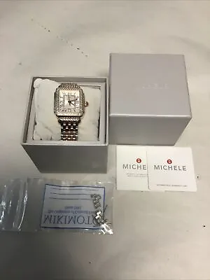 Michele Deco Madison Mid Diamond Two Tone Rose Gold MW06G01L8120 29mm Watch • $850