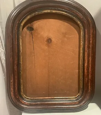 Antique 19C Round Top  Wood Picture Frame 18 1/2  X 14.25  For 14  X 10  • $64.95