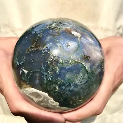 1400g Natural Aquatic Plants Agate Crystal Sphere Water Grass Moss Agate Ball • $0.99