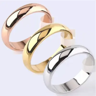 9ct 9K Gold Plated Men Women Wedding Ring Band D Shaped White Yellow Rose Gold • £5.99