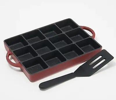 Cook's Essentials Cast-Iron Elite Non-Stick Brownie Muffin Pan With Spatula Gold • $24.06