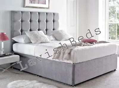 £159.99 • Buy Lavish Divan Bed Base In Faux Suede 3ft/4ft/4ft6/5ft/6ft +headboard And Storage