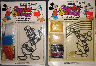 Makit & Bakit Disney Donald Duck Mickey Mouse Stained Glass Suncatchers Vintage • $14.99