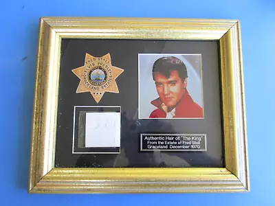 Framed Photo Of Elvis Presley With AUTHENTIC HAIR From The King • $165