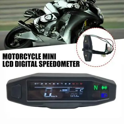 0-1200 Rpm Motorcycle LCD Digital Speedometer Mini Odometer With Column Sensor • $38.79