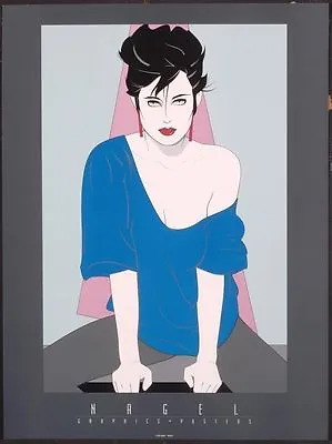 Patrick Nagel BLUE SWEATER OFF SHOULDER Rare Lithograph Print Out Of Print New  • $32.99