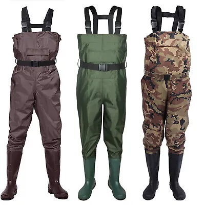 Waterproof Chest Waders Nylon 2-Ply Rubber Bootfoot 6-14 Size Hunting Fishing • $39.89