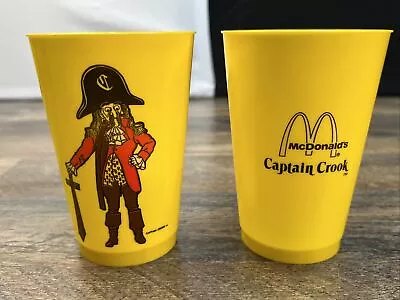 Vintage McDonald's Captain Crook Plastic Yellow Promo Cup Lot Of 2 Preowned • $10