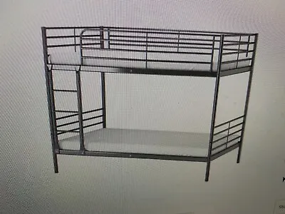 Ikea 'SVARTA' Bunk Bed  Silver With Climbing Steps Very Good Condition • £110