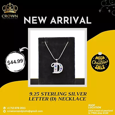 Letter D Pendant 925 Sterling Silver Necklace Men Women Girls Boys • $44.99