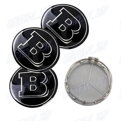 For 4PCS Mercedes Benz Wheel Center Caps Emblem Black BRABUS Logo Hubcaps 75MM • $18.88