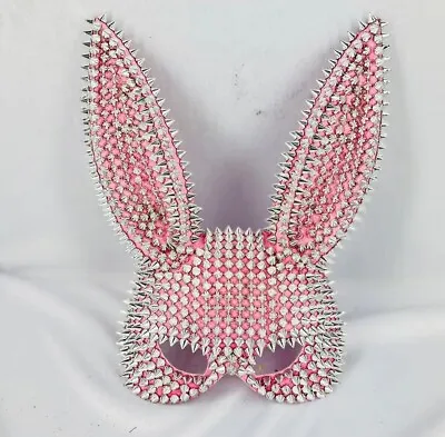 Pink Studded Sexy Bunny Eye Mask Halloween Masquerade Ball Fancy Dress BDSM • £12.99