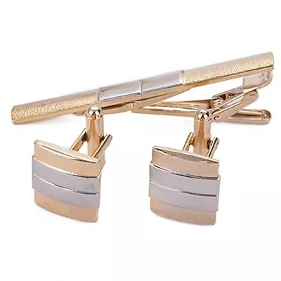 £4.99 • Buy Silver & Gold Cuff Links & Tie Clip Set Cufflinks Gift Bag Formal Business  UK