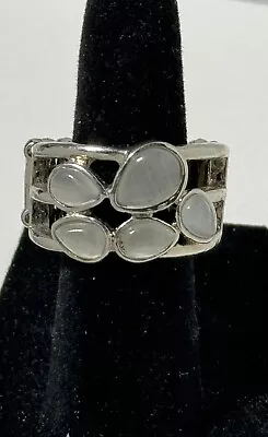 Paparazzi Vintage Stretch Silver Color Ring W/Pear Shaped Agate Acrylic Stones  • $7.99
