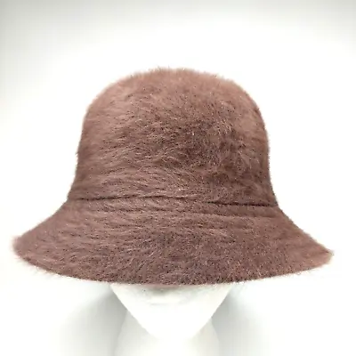 $17.14 • Buy Angora Rabbit Fur Blend Bucket Hat Brown One Size Y2K Kangol Style Fuzzy Hip Hop