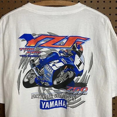 Vintage 90s Yamaha YZF 750 Tom Kipp Motorcycle Racing T-shirt XL National Champ • $54.80