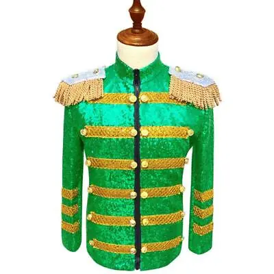 Men Sequin Tuxedo Suit Blazer Party Prom Showman Costume Coat Top Jacket  • $74.61