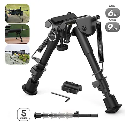 6-9 Inch Height Sniper Mount Stand Swivel Hunting Sling Rifle Bipod Adjustable • £14.92